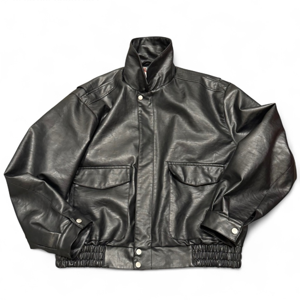 Topshop Oversized Faux Leather Jacket, Size 8-10